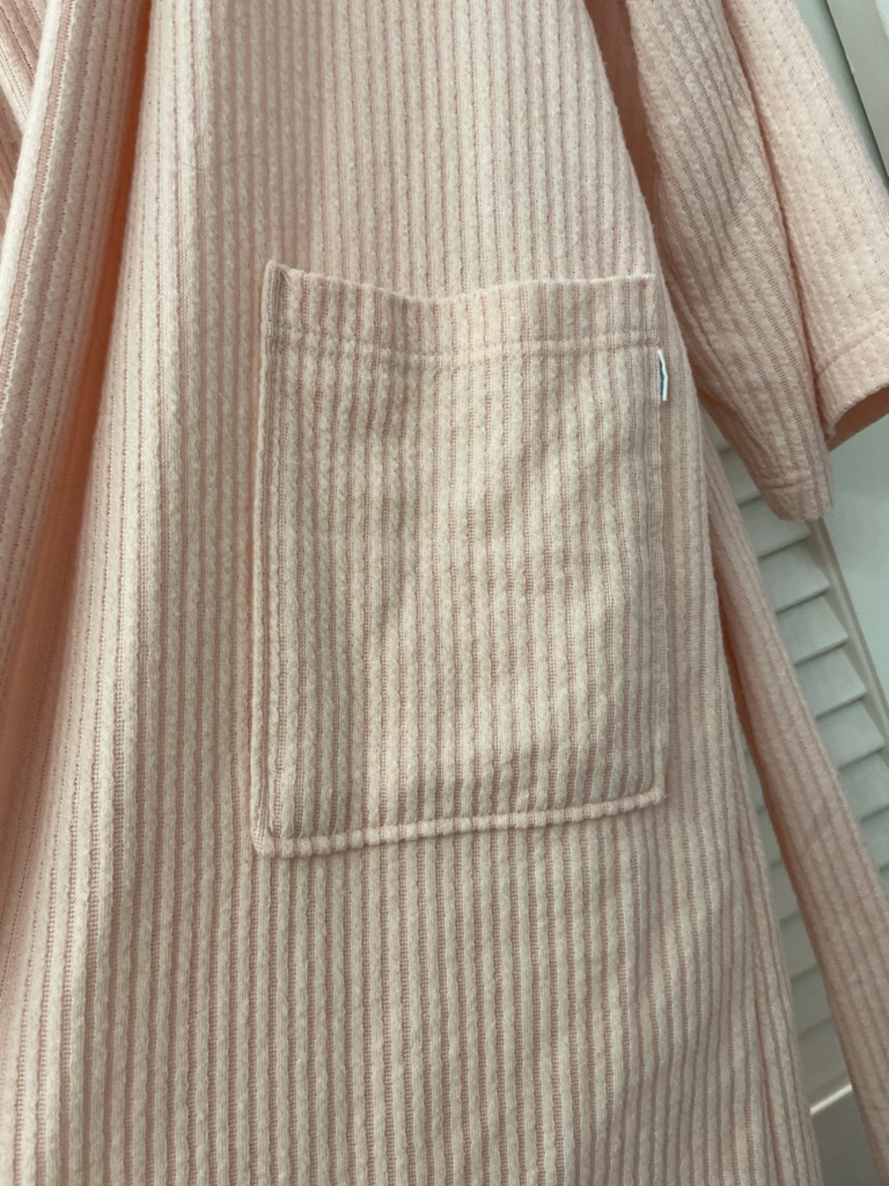 Bliss Soft Pink Ribbed Lounge Robe with Tie - Picture 6 of 6
